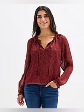 Frye and Co Dressy Blouse, Ox Blood, Size XL, NWT